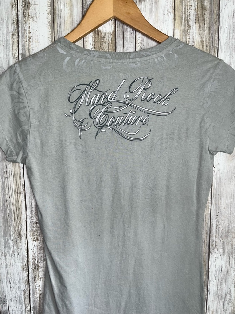 Hard Rock Couture Nashville Rhinestone Graphic Tee XS Fitted Y2K Baby Tee - Picture 5 of 6